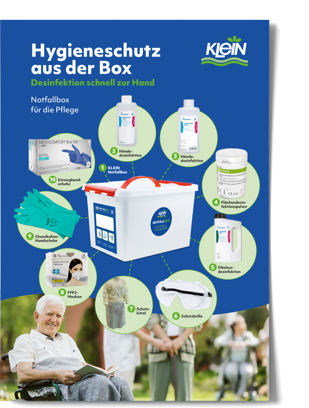 Produktflyer Notfallbox für Pflegeeinrichtungen