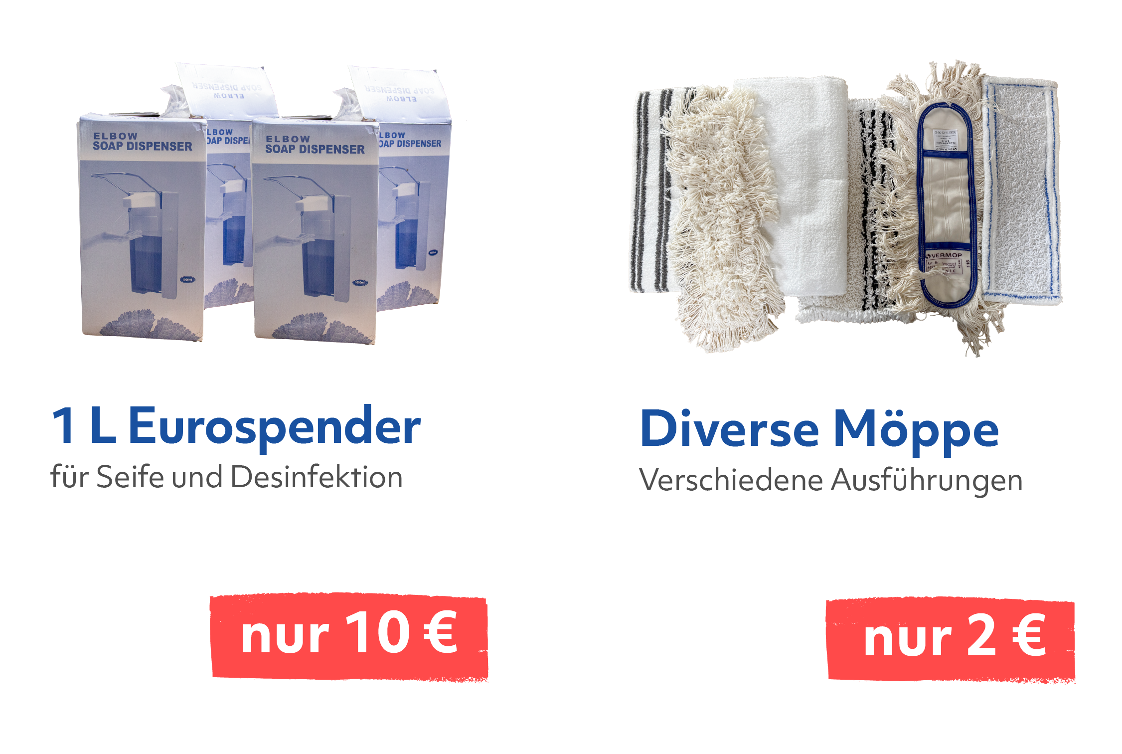 Angebot für diverse Reiniger und Einmalhandschuhe mit reduzierten Preisen.