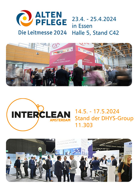 Übersicht Interclean und Altenpflegemesse