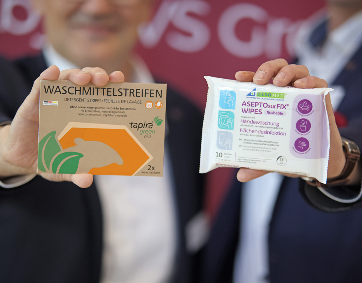 CMS Berlin Tapira Waschmittelstreifen und AseptoSurfix wipes