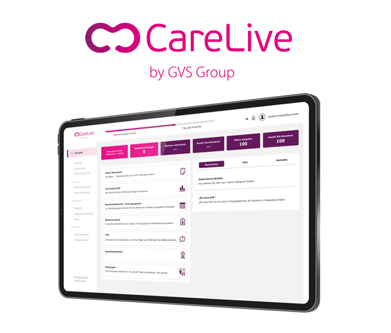 CareLive by GVS Group – Software für das digitale Versorgungsmanagement in der stationären Pflege.
